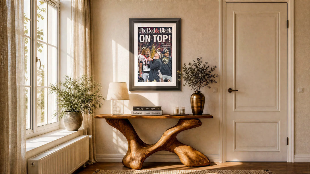 On Top! shown framed on a wall